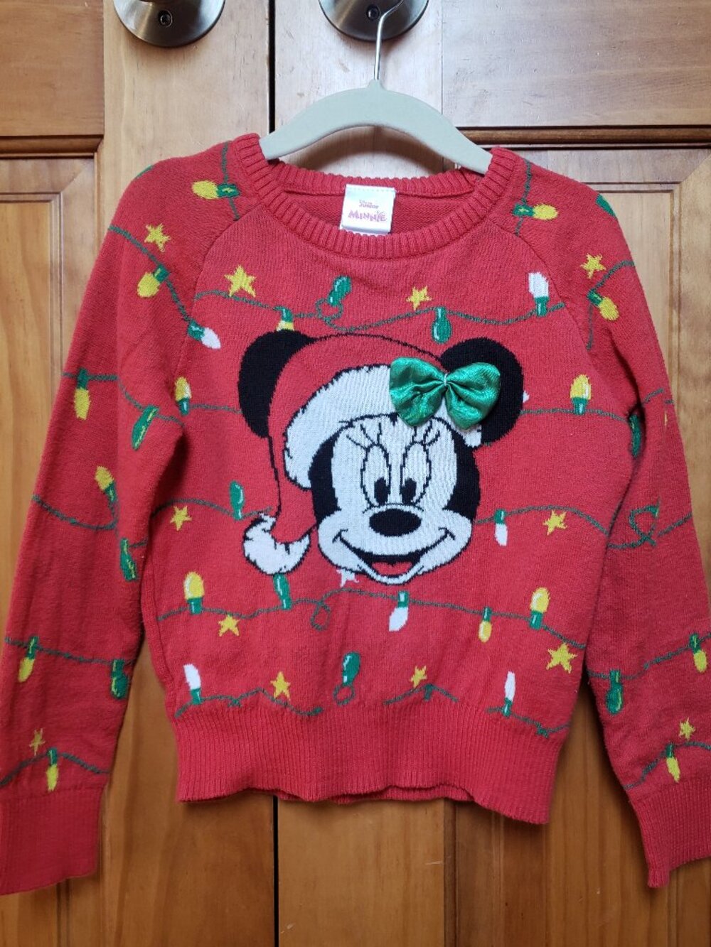 Disney Minnie Mouse Holiday Christmas Sweater 5T Lights Red Toddler Santa Mickey